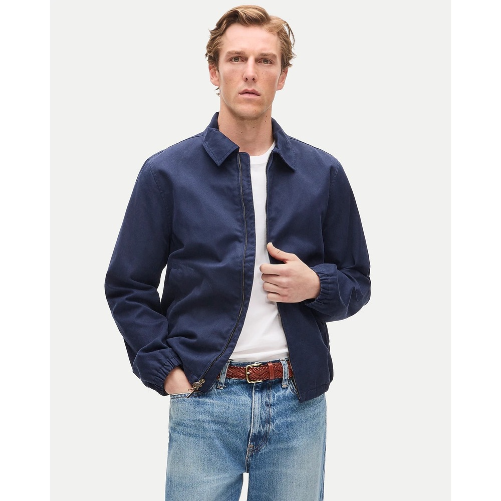 J.Crew Mens Small BJ059 Harrington Jacket Navy Blue Cotton Twill Plaid Lined NWT